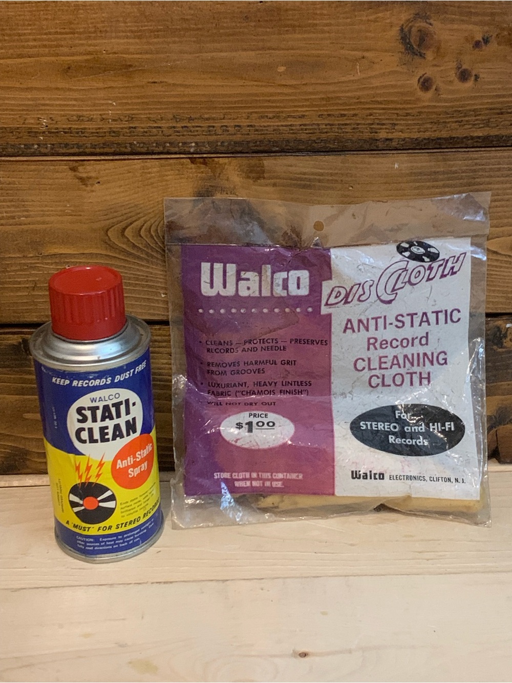 Vintage Walco Anti-Static Record Cleaning Cloth & Stat-Clean Spray